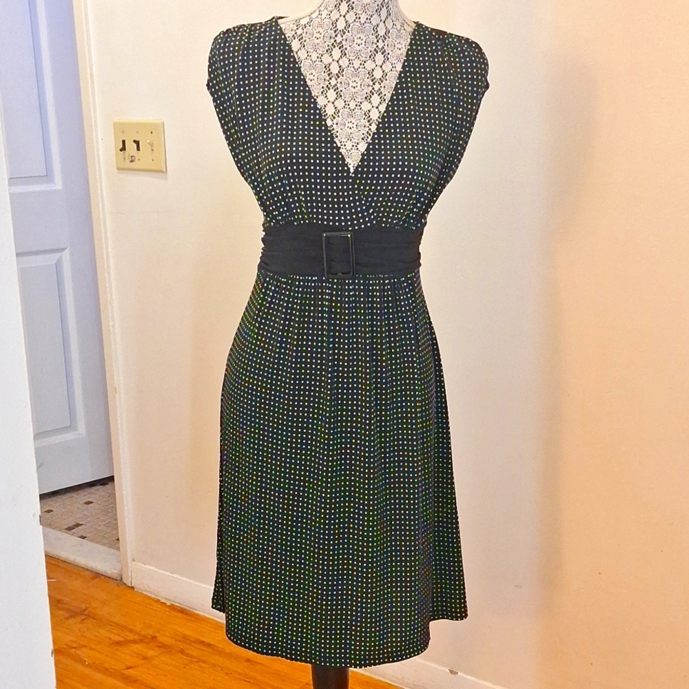 Chic Polka Dot Dress with Belt